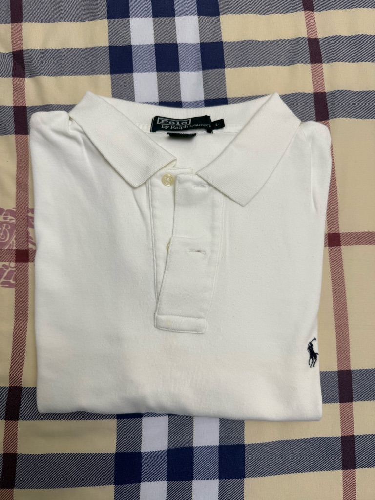 Ralph Lauren White Polo Shirt With Navy Pony